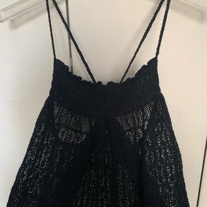 Black open knit/woven strappy racerback tank